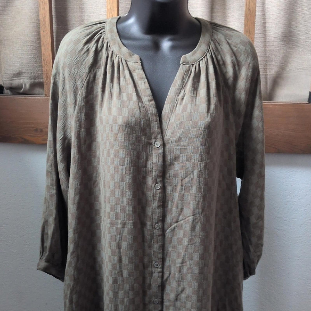 Neuflora Checkered Tie Gingham Dress In Sage Green - XS