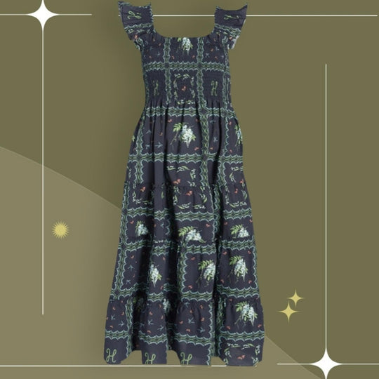 Hill House Home Ellie Patchwork Floral nap Dress In Navy - XXL