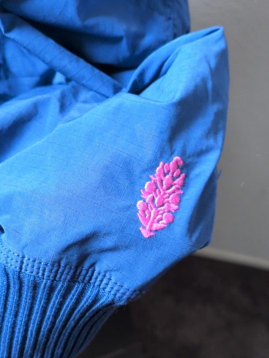 Free People Movement She Fly Blue Embroidered Oversized Windbreaker - Small