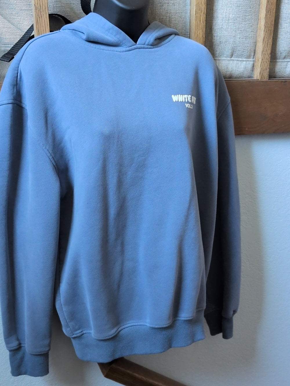 White Fox Blue Hoodie Sweater Size S/M