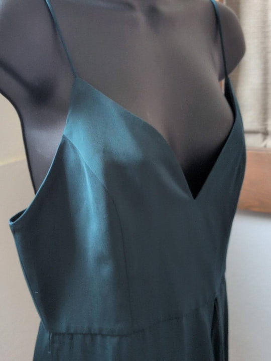 Shona Joy Draped Satin Midi Dress In Seaweed - US 10
