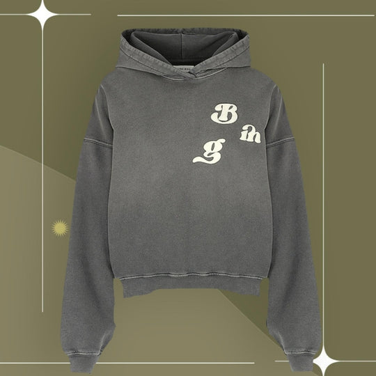 Anine Bing Alec Vintage Wash Hoodie In Gray