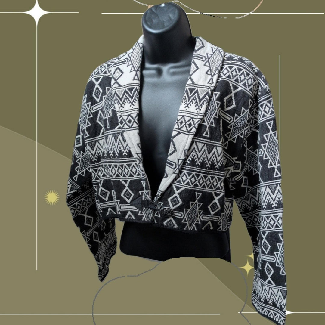 Vintage Flashback Southwestern Native Pattern Cropped Jacket - Medium