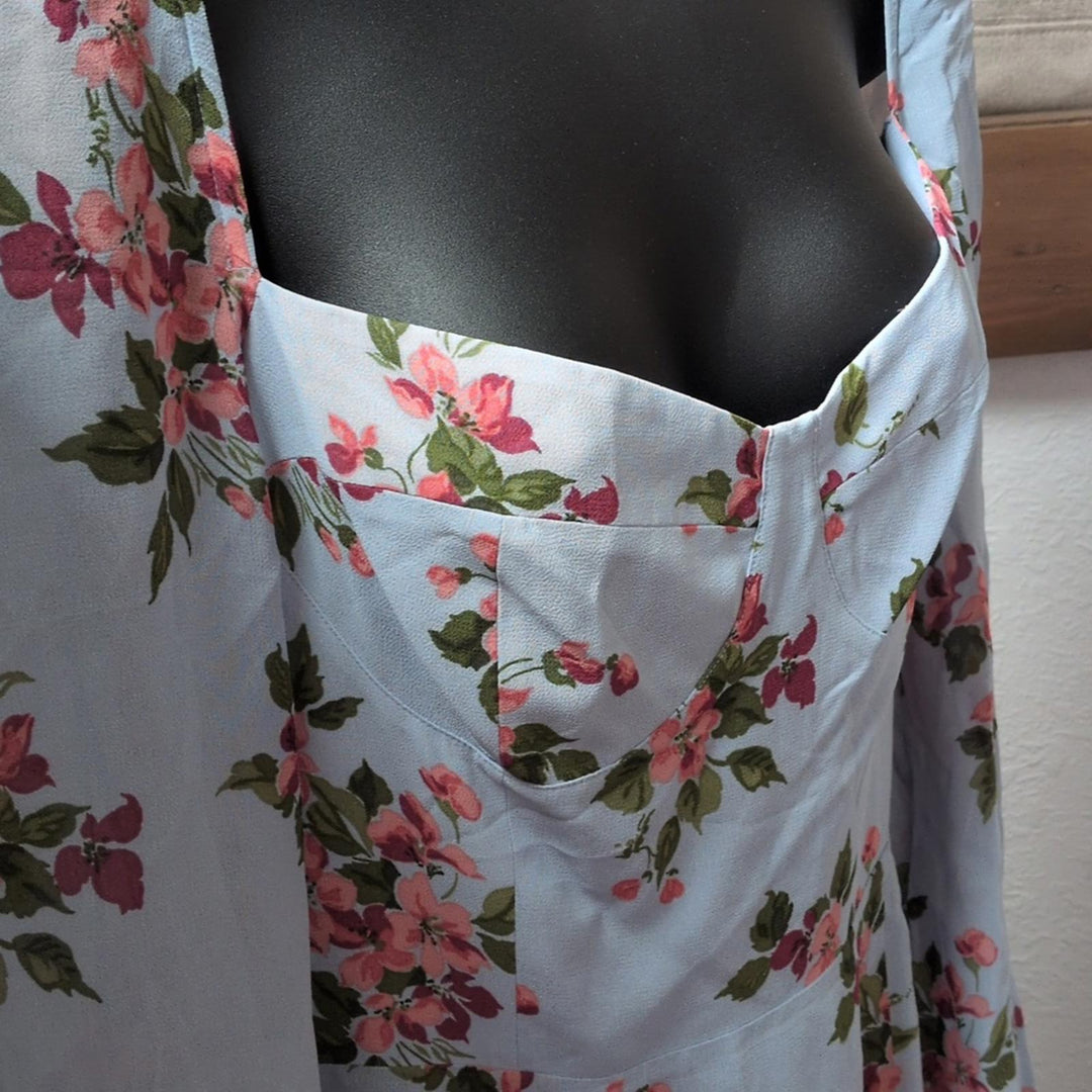 Reformation Shelby Blue Floral Midi Dress - 8