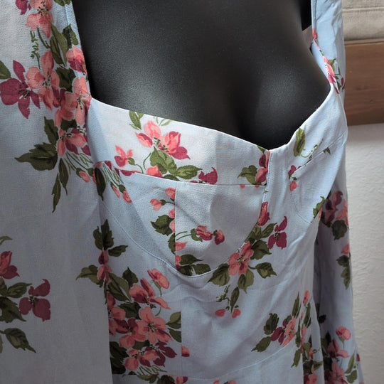 Reformation Shelby Blue Floral Midi Dress - 8