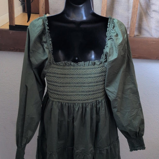 Hill House Home The Naomi Nap Dress in Leaf Green Cotton - XL