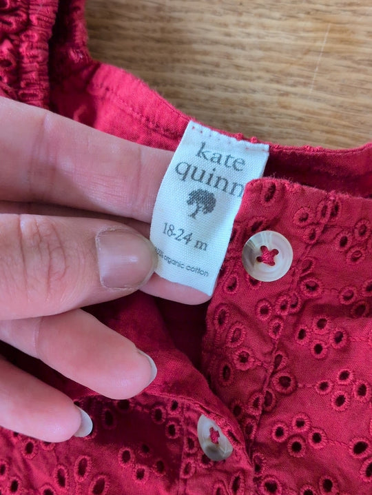 Kate Quinn Red Eyelet Tiered Prairie Dress Size 18-24 Mo