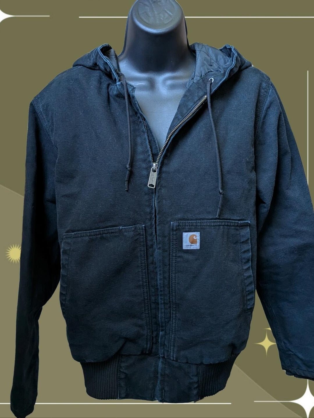 Carhartt J130 Duck Canvas Jacket In Washed Black - Small