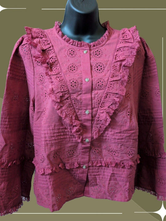 Sézane Nele Shirt in a rosewood / burgundy shade size 40