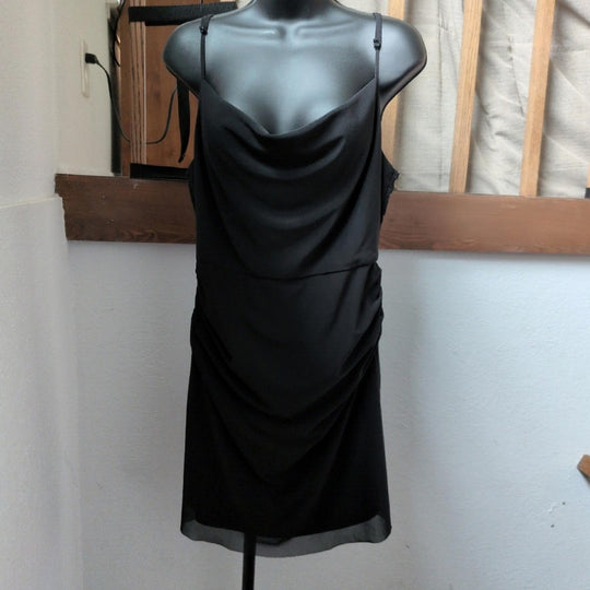Wayf Black Ruched Mesh Mini Dress - Large
