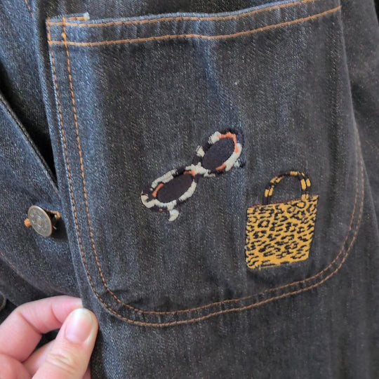 Casey Coleman Rare Embroidered Vintage Leopard Accessory Print Chore Jacket  - M/L