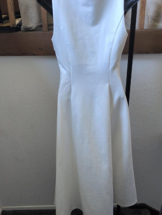 REFORMATION White Mikol Princess Seam Scoop-Neck A-Line Midi - Small
