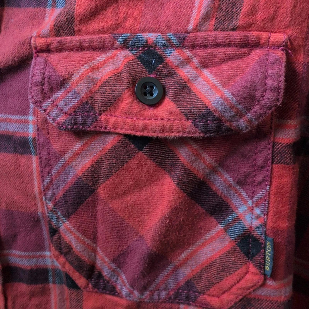 Men's Red And Burgundy Burton Plaid Flannel Shirt