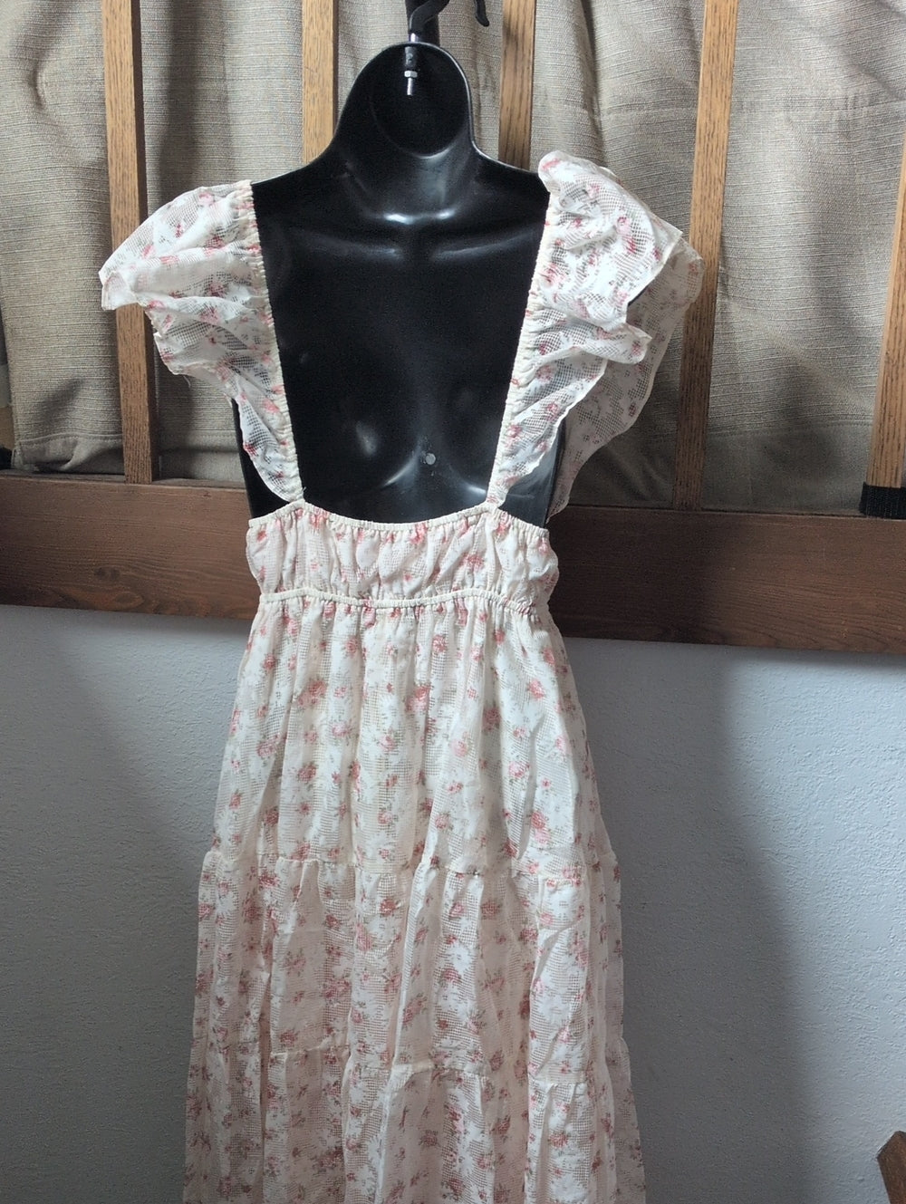 Altar'd State Elisa Enchanted Floral & Gingham Ruffled Dress - XS