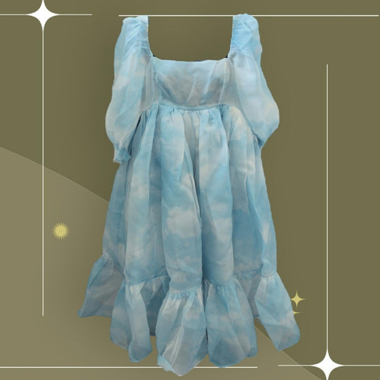 Selkie French Puff Dress In Blue Cloud - Medium
