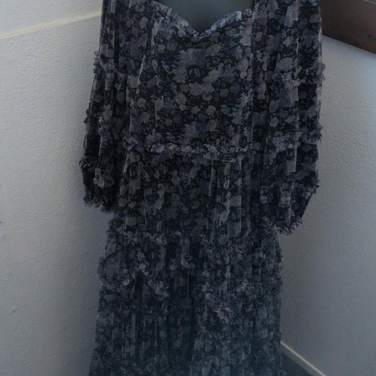 Ivy City Co Catherine Dress In Dark Floral  -  Extra Large