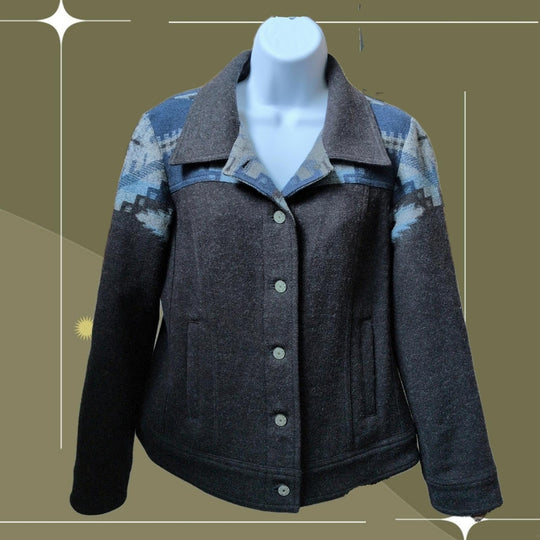 Pendleton Blue Aztec Wool Short Jacket