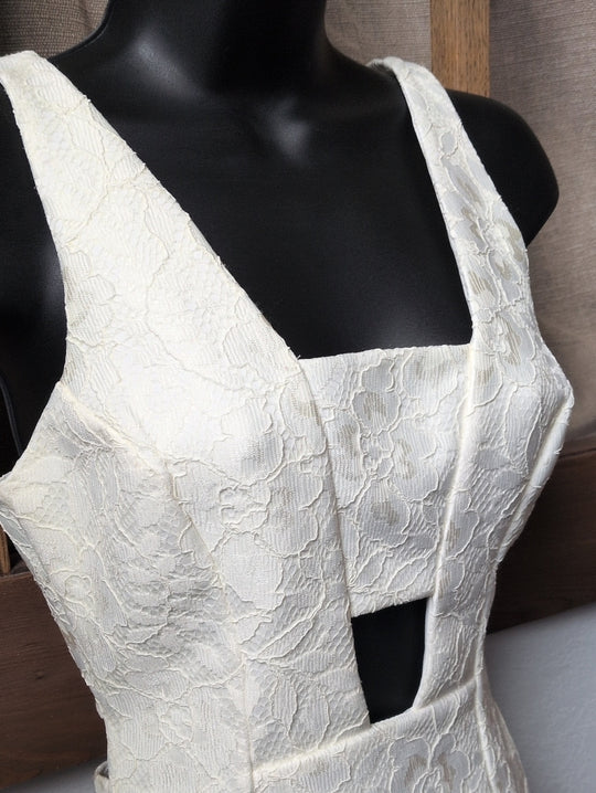 Topshop White Cutout Floral Mini Dress Size 2