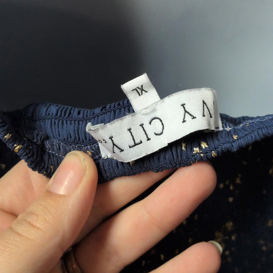 Ivy City Co Starry Nights Dress In Dark Blue And Gold - XL