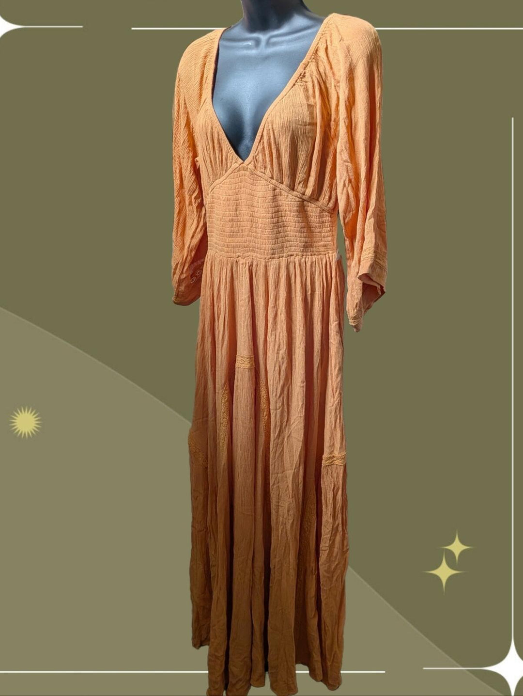 Free People Free Est Maxi Dress In Golden Earth Orange - Medium