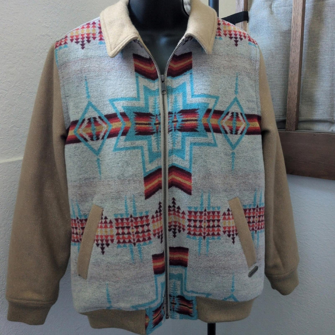 Powder River Ladies Aztec Natural Jacquard Bomber Coat  - Medium