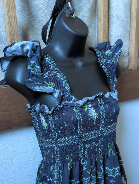 Hill House Home Midi Ellie Nap Dress Trailing Fern / Navy Multi pattern - Small