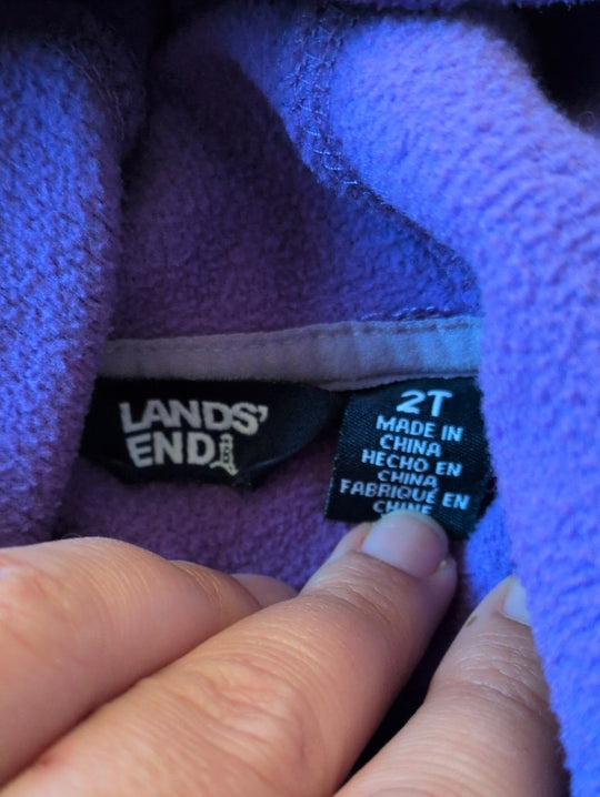 Land's End Fleece Hearts Zip Up Sweater Jacket - 2T