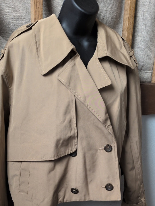 Abercrombie & Fitch tan cropped trench coat  - Large
