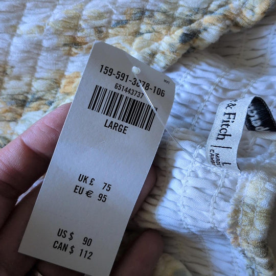 Abercrombie ruched midi dress yellow floral - Large