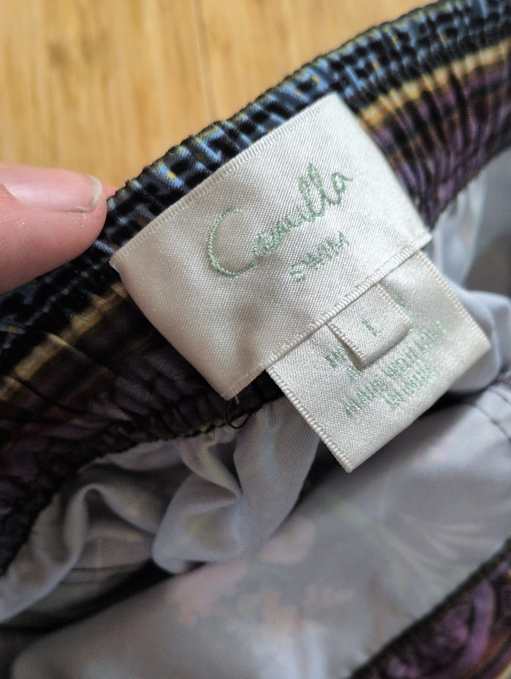 Camilla Purple Paisley Flamenco Style Men's Board Short  - Large