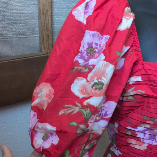 Abercrombie Red Floral Emerson Midi Dress - Small