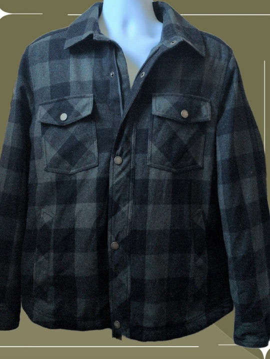 Pendleton Wool Zipper Buffalo Plaid Olive And Black Jacket  - L