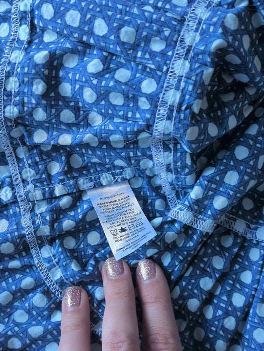Hill House Tiny Ellie Nap Dress In Blue Trellis - 18-24