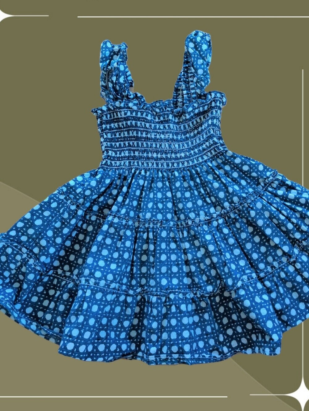 Hill House Tiny Ellie Nap Dress In Blue Trellis - 18-24