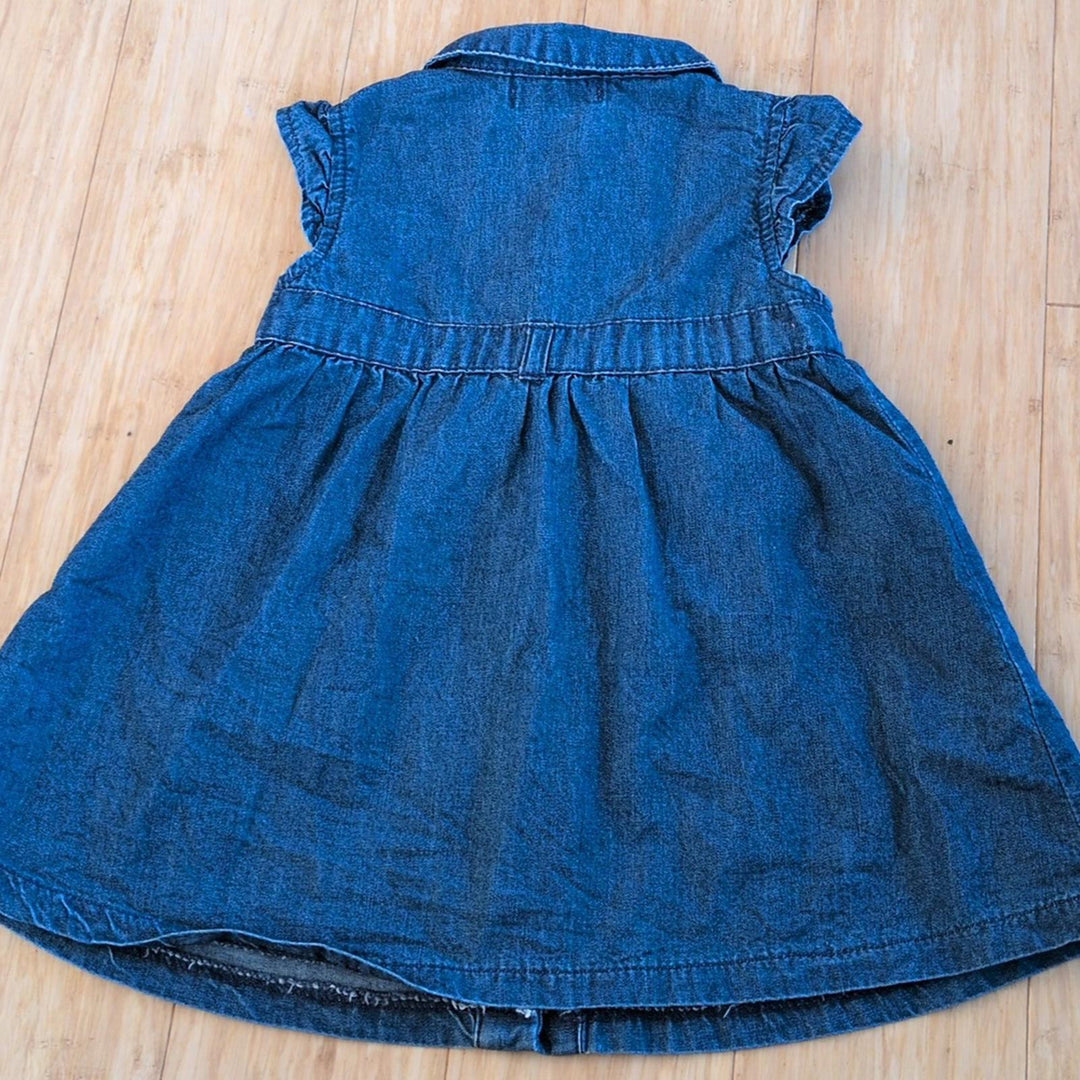 Mayoral Girls Denim Floral Dress - 3-6 mo