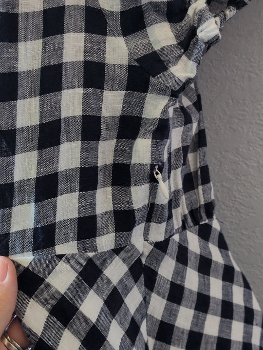Gap × DÔEN 100% Linen Gingham Midi Dress size large