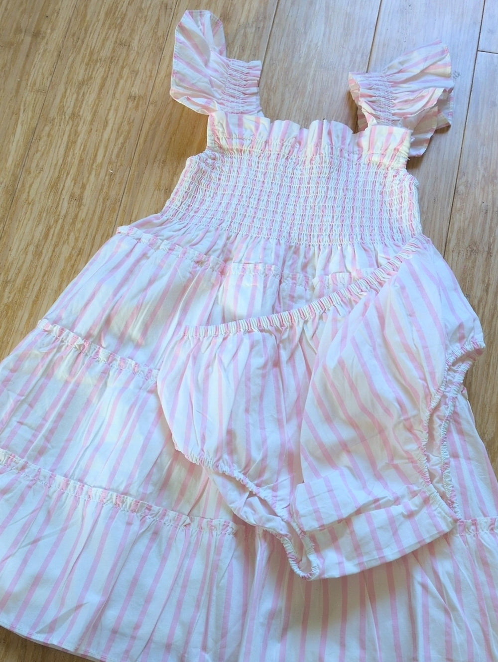Quince Girls Organic Cotton Poplin Pink Candy Stripe Dress Size 3T