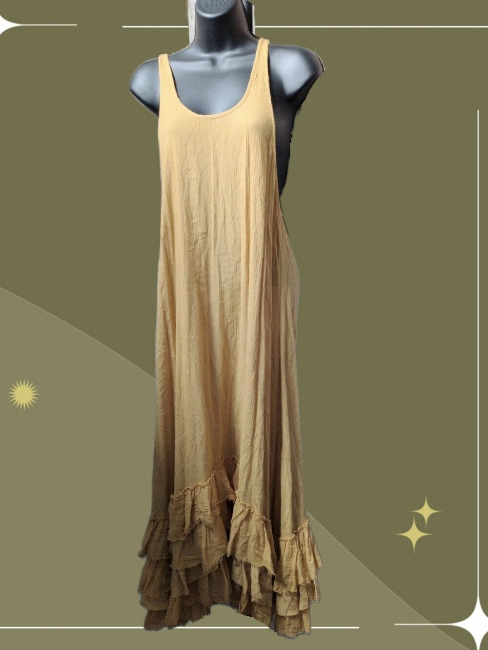 Free People One Beachy Raw Hem Midi Dress - XS