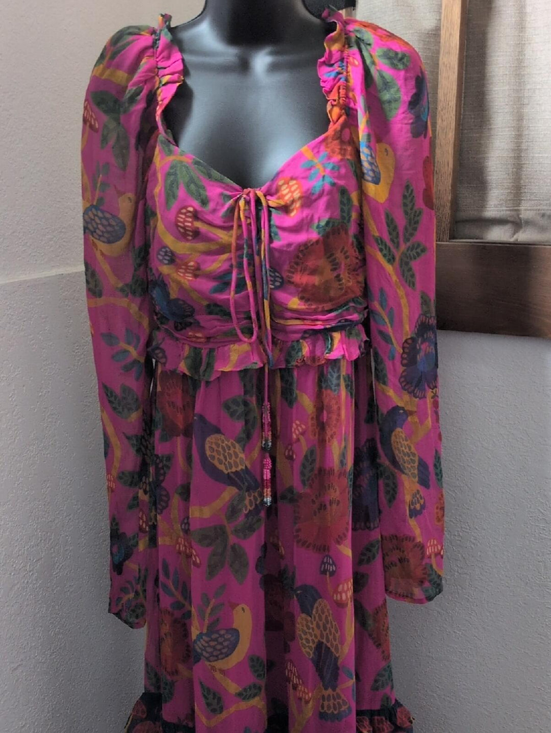 FARM Rio Sweet Forest pink floral print long-sleeve maxi dress - Small