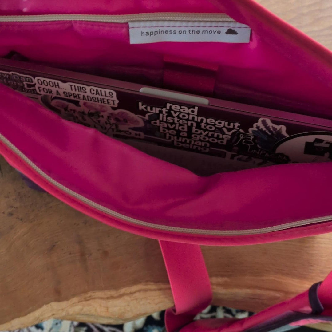 Hellolulu Nylon iPad All Day Messenger Bag In Pink / Purple