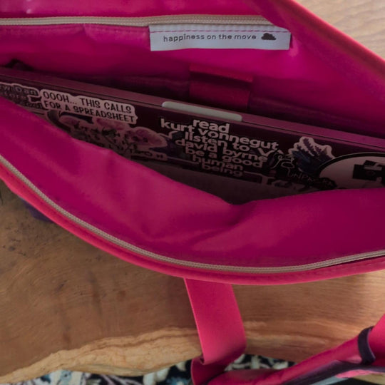 Hellolulu Nylon iPad All Day Messenger Bag In Pink / Purple