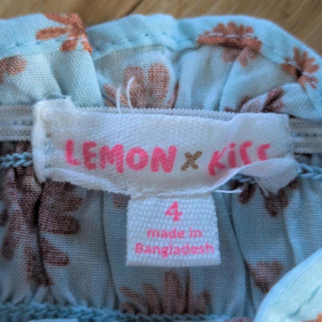 Girls Lemon Kiss Cropped Floral Shirt - Girls 4