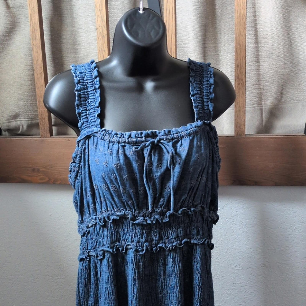 Gap X Doen Eyelet Midi Dress In Jean - Large