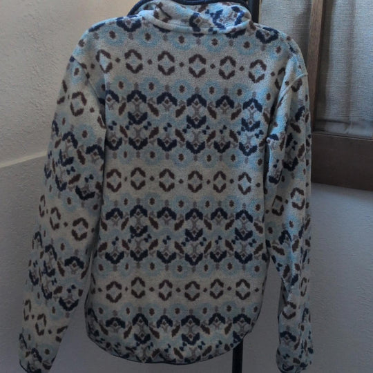 Patagonia Women's Synchilla Snap-T Pullover in Tundra Cluster Big Sky Blue  - Medium