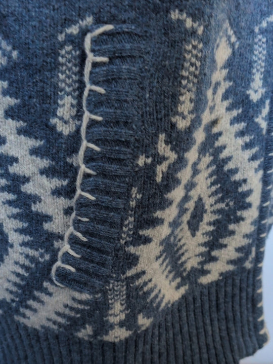 Pendleton Aztec/Navajo-patterned blue wool zip-up jacket or cardigan size s