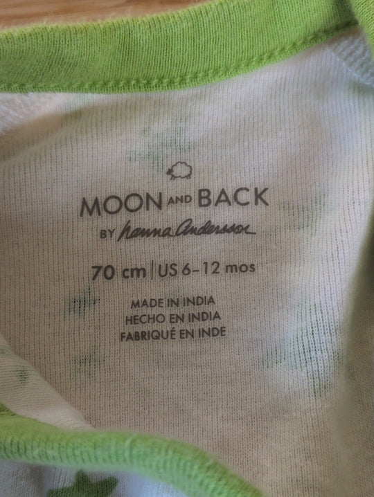 Hannah Anderson To The Moon And Back Green Stars Long Sleeve Onesie 6-12
