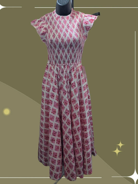 Ivy City Co Kylie Dress In Pink And Red Lattice Floral - XXS