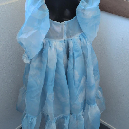Selkie French Puff Dress In Blue Cloud - Medium