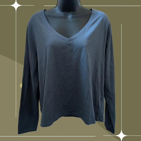 Blue Athleta V-neck Long Sleeve Shirt - L