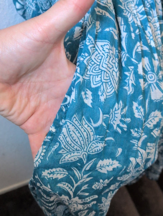 Daughters of India Kyra Midi Dress in Ocean Blue- Small